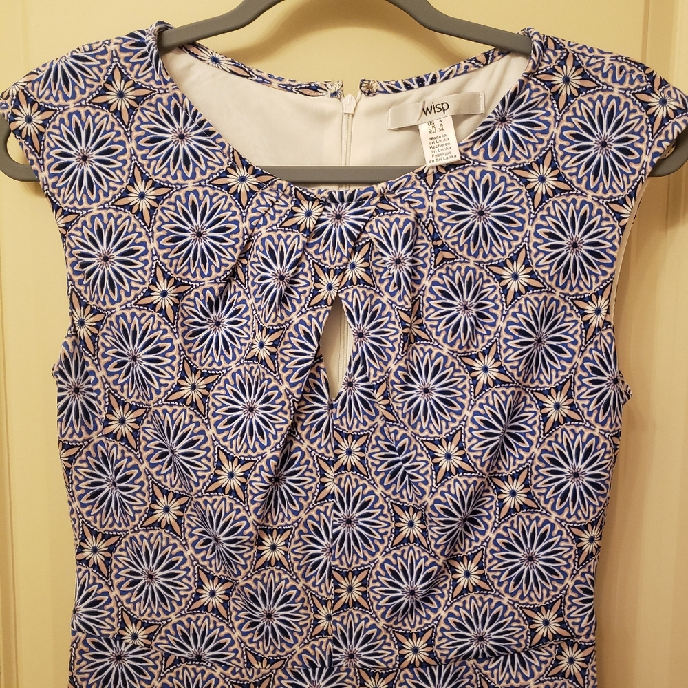 Elegant Blue and White Cap Sleeve Cut Out Blouse